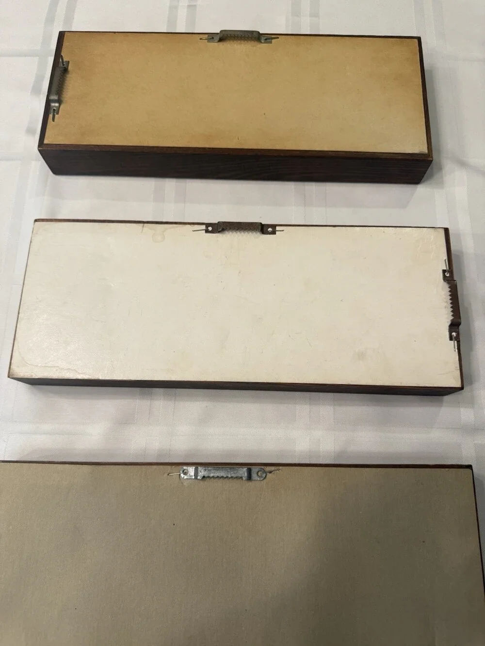 Vintage MCM Solid Wood Gallery Wall Mirrors Triple Set Tiered Molding 13x5x1 3/4